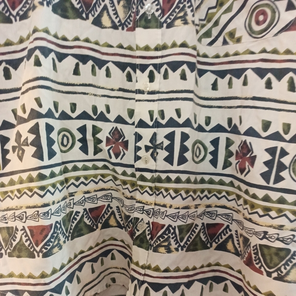 Vintage 80's Front Row Aztec Print Button Shirt Lg - Picture 2 of 8
